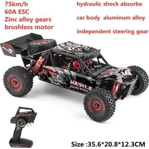 1/12 RC Car 75Km/h 2.4G 4WD High Speed Off-Road Crawler RTR Radio Toy Vehicle Brushless Motor 60A ESC Hydraulic Shock Absorbe