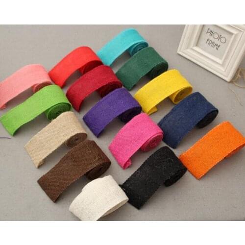 100 pcs 6cm Mouticolour Jute Burlap rolls Hessian Ribbon with Trims Tape Wedding party decorations DIY wedding Burlap Flower DIY