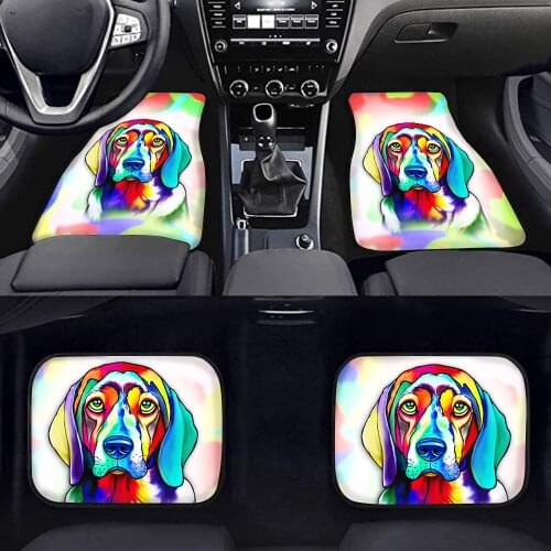 2/4 pcs Car Floor Mats Set Cool Animal Colorful Dogs Print Floor Carpets No Slip Waterproof Car Mats Auto Accessories Front seat