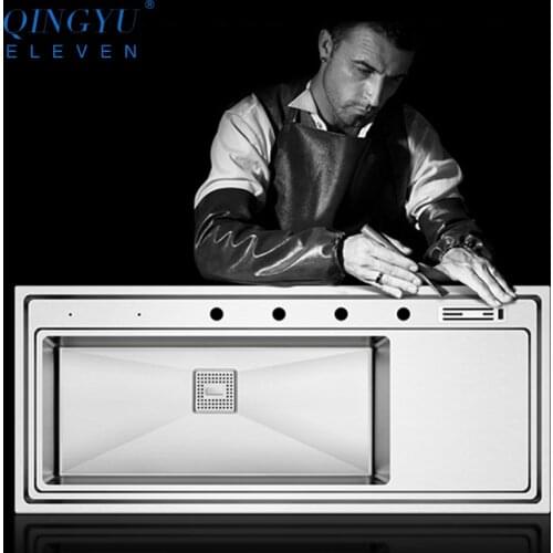 2021 New Handmade Brushed Large Size Single Kitchen Sink 4mm Thickness 240mm Depth With Drain Plate Knife Holder Kitchen Sinks