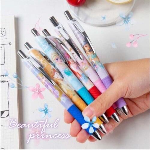 30pcs/batch of genuine Disney princess gel pen cartoon cute creative press ballpoint pen black ink writing signature pen gift