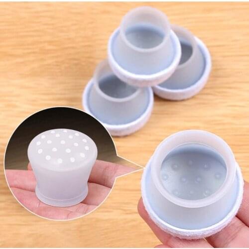 4pcs Silicone Round Chair Leg Felt Feet Pads Non-slip Furniture Table Cover