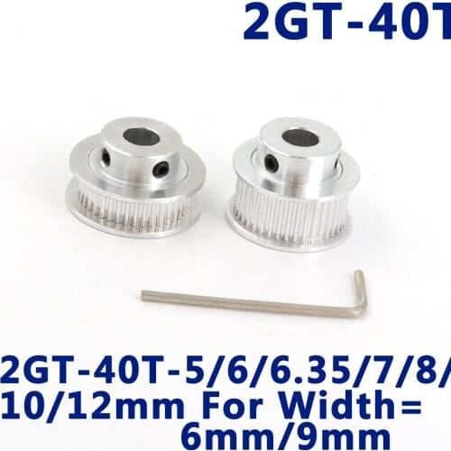 40 Teeth 2GT 2M Timing Pulley Bore 5/6/6.35/7/8/10/12mm for GT2 Synchronous belt width 6/9mm small backlash 40Teeth 40T