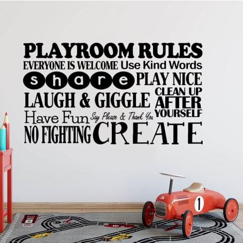 Large Playroom Rules Quote Wall Sticker Kids Room Boy Room Playroom Sign Words Wall Decal Vinyl Children Room Decor