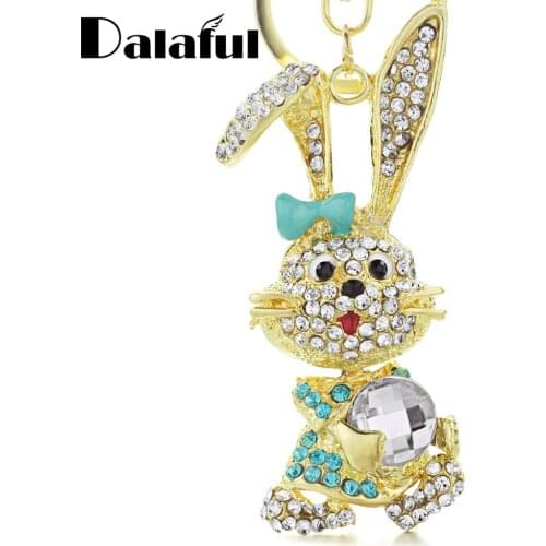 Lovely Exquisite Bowknot Rabbit Crystal Bag Pendant Key chains Holder For Car Fashion Jewelry women Keyring KeychainK184
