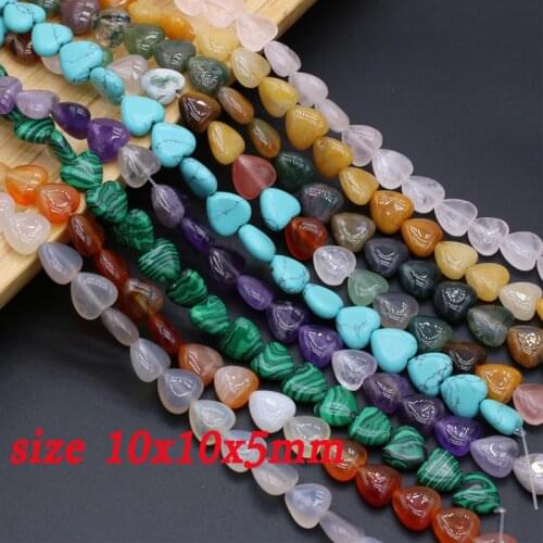 Natural Stone Quartzs Beads Heart Shape Tiger Eye Amethysts Spacer Bead for Jewelry Making Earring Bracelet Necklace Accessories