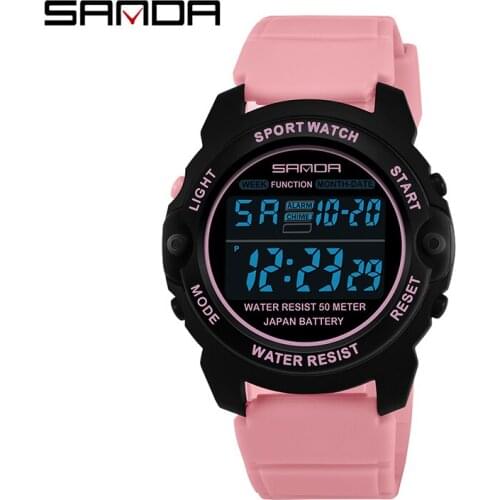 SANDA Sports Women Watches Fashion Casual Waterproof LED Digital Watch Female Wristwatches For Women Clock Relogio Feminino 6003