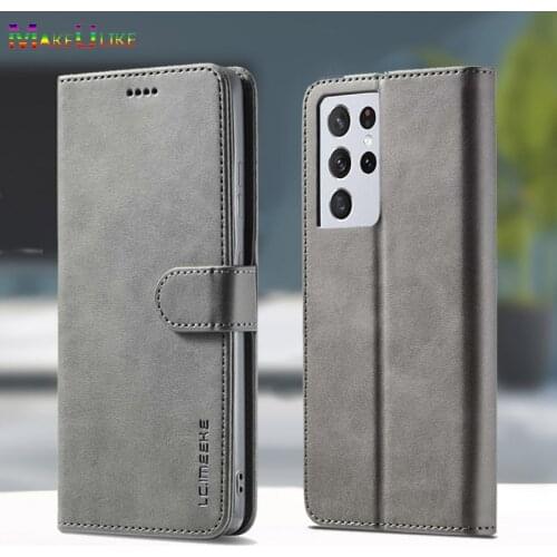 Flip Wallet Case For Samsung Galaxy S21 Plus S20 Ultra S21Plus S20Plus Case Luxury PU Leather Plain Phone Bag Cover