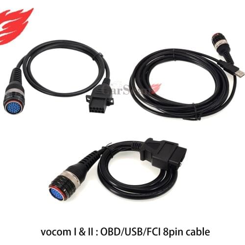 For volvo truck VOCOM I VOCOM II adapter OBD2 OBDII 88890304 FCI 8 Pin 88890306 USB 88890305 diagnostic Cable