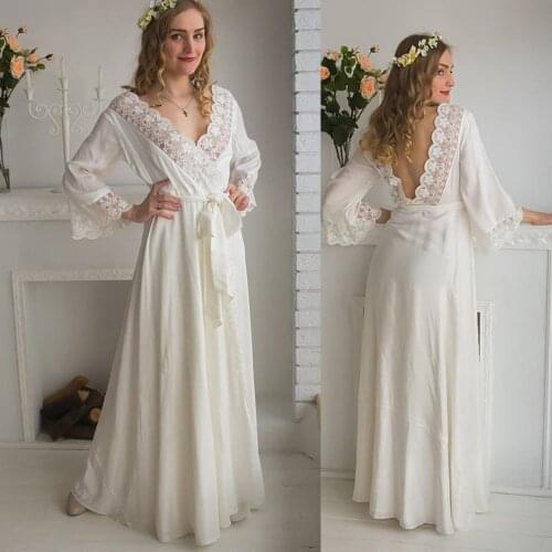 Lace Sleepwear Maternity Robes Women Prom Long Chiffon Bathrobe Dresses Photo Shoot Birthday Party Bridal Fluffy