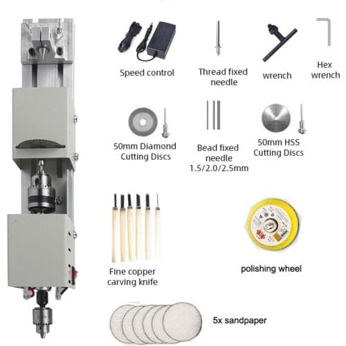 Mini Lathe Machine 12V-24VDC 96W Mini Wood Lathe Milling Accessories for DIY Woodworking