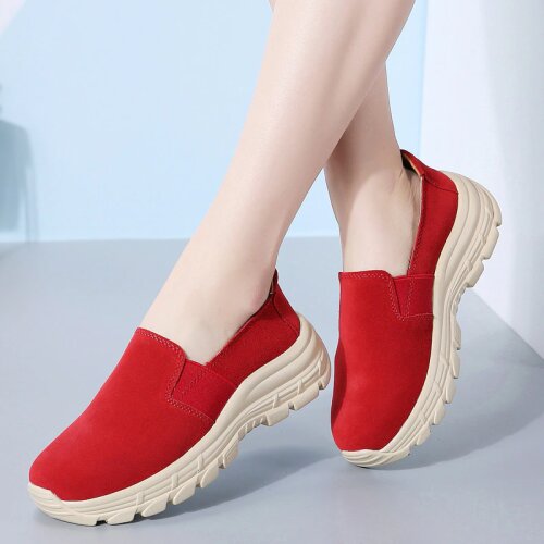 Spring Autumn Women Flats Platform Loafers Ladies Work Genuine Leather Comfort Soft Moccasins Nursing Slip On Casual Shoes 43