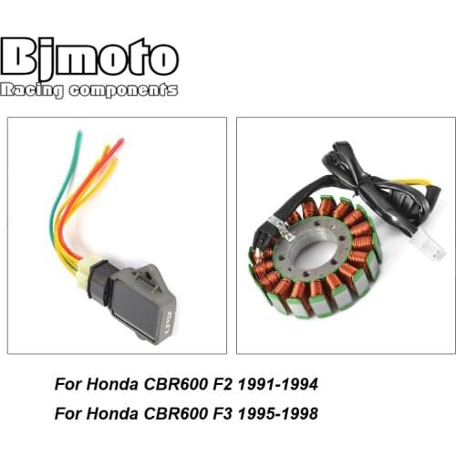 BJMOTO Motorcycle Voltage Regulator + Stator Coil For Honda CBR600 F2 1991-1994 CBR 600 F3 1995-1998
