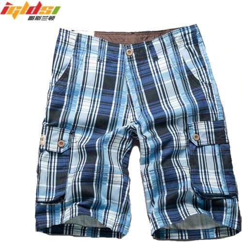 Mens Plaid Beach Shorts New 2018 Fashion Casual Camo Camouflage Shorts Military Short Pants Male Cargo Overalls Shorts Size 40