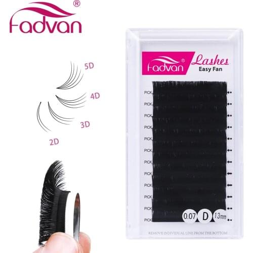 Fadvan Easy Fanning False Eyelash Extensions Makeup Faux Cils Lashes Building Extensions 0.05/0.07 Blooming Eyelashes
