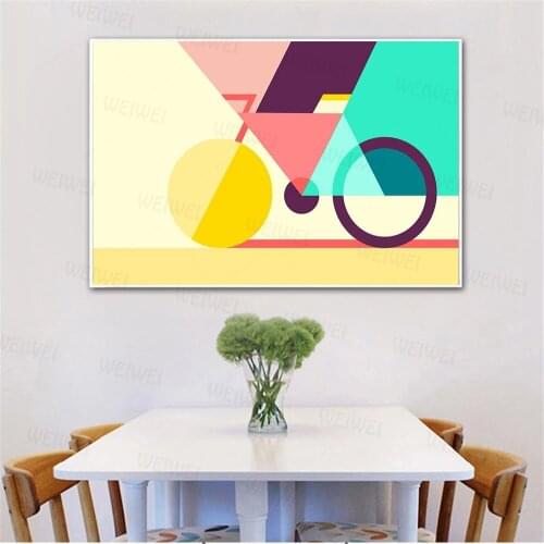 Wall Pictures for Living Room Abstract Canvas Art Geometric Bicycle Posters and Prints Geometry Creative Nordic Bike Cuadros