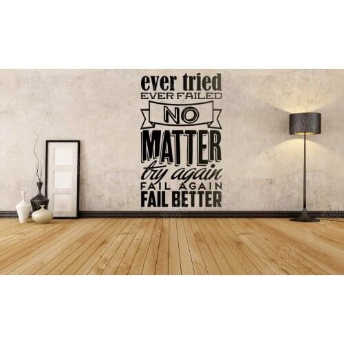 Doesnt Matter If You Failed Try Again Fail Better Motivational Wall Decal Sticker Inspiri Removable Vinyl Art Wall Sticker B232