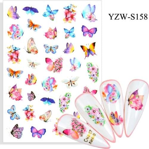 3D Stickers for Nails Spring Summer Self-adhesive Sticker Beautiful Flowers Butterfly Nail Art Decorations Nail Foil Accessories
