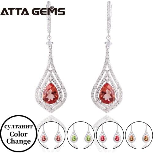 Sultanite Sterling Silver Drop Earring for Women Classic Style Created Diaspore Color Change Stone S925 Wedding Jewelry Design