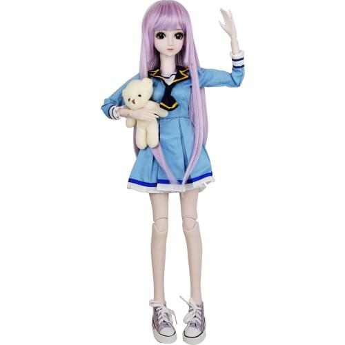 EVA BJD 1/3 24in 60cm BJD Doll Blue Baby SD 22 Ball Jointed Dolls Makeup Full Set Wig Dress Baby Bear Valentines Gift for Girls