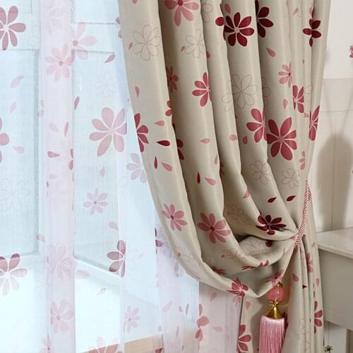 Modern Curtains With Flowers Printed Blackout Curtains For Living Room Kid Bedroom Windows Kitchen Curtain Red Coffee Green Blue