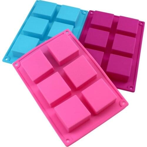 DIY 6 Cups Square Brick Silicone Soap Mold Silicone Ice Trays Mold Cake Chocolate Candy Mold For Kitchen Cooking Tools CL016