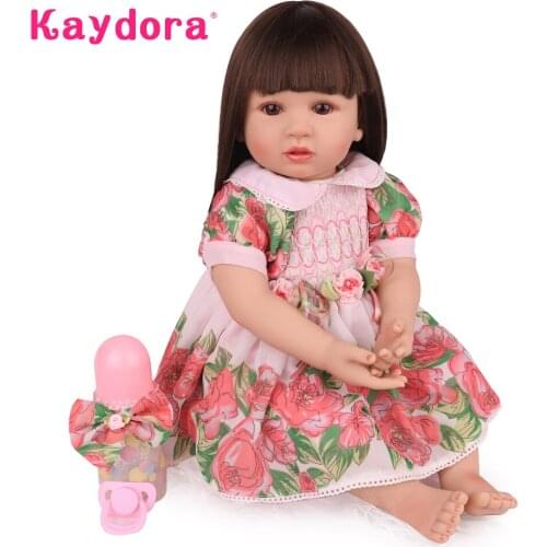 Kaydora 24 inch Princess Doll long hair Baby Reborn Silicone lol Girl Toys Lifelike Menina Toddler Kids bed Playmate Child Gifts