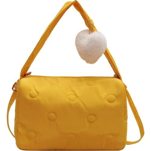 Handbag Folded Shoulder Crossbody Underarm Bag Female Bag Cotton Fabric Texture Fashion Love Pendant Simple Four SeasonsGenerous