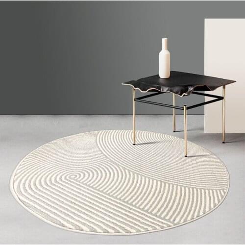 Modern Striped Round Carpet Living Room Simple Bedroom Thick Round Rug Large Study Room Rug Home Table Mat Area Decor Chair Sofa