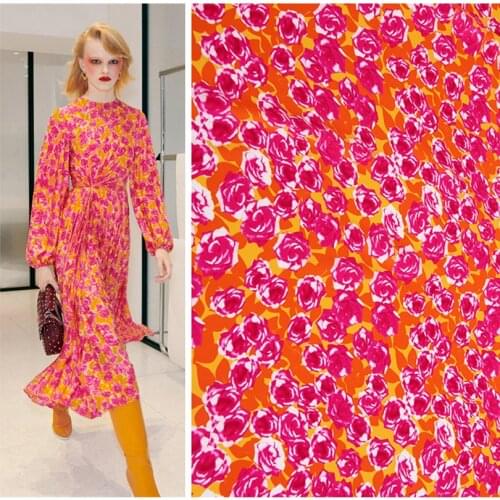 50x145cm Rose Printed Satin Polyester Fabric Cloth Material Factory Custom Brand Soft Dress Sewing Clothing Scarf Fabric