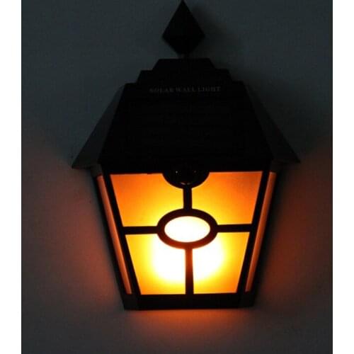 Outdoor Lighting LED Dynamic Flame Effect Creative Decorative Lights Retro Hex Flame Lamp Solar Wall Light For Garden Courtyard