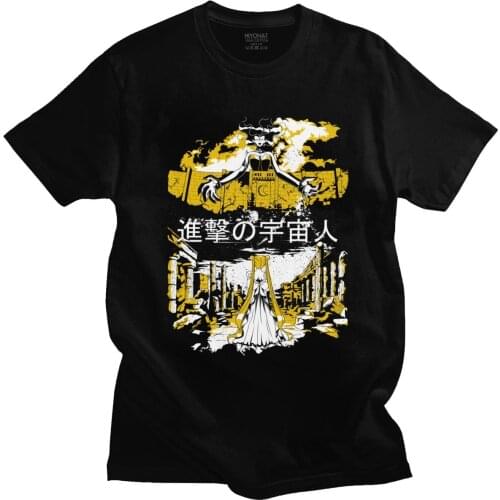 Trendy Attack On Titan T Shirt Men Short Sleeved Retro Alien Advance T-shirt Anime Manga Tee Tops 100% Cotton Tshirt Merchandise