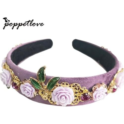 Women Lady purple Elastic Fashion Metal Rhinestone Head Chain Jewelry Headband Hairband Hair Band Accessories