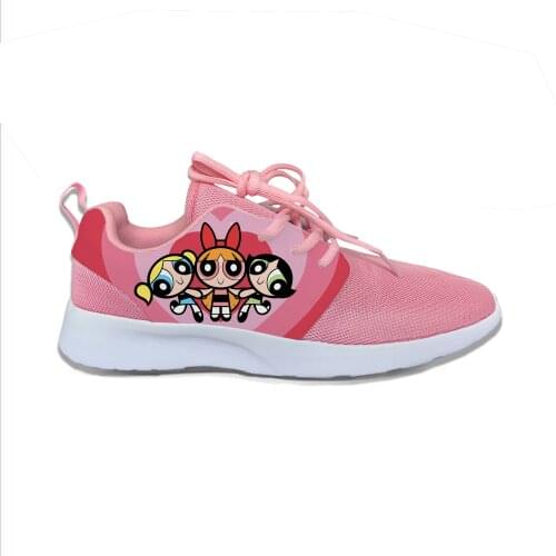 Girls Anime Cartoon Manga Powerpuff Cute Funny Sport Running Shoes Casual Breathable Lightweight 3D Print Female Women Sneakers