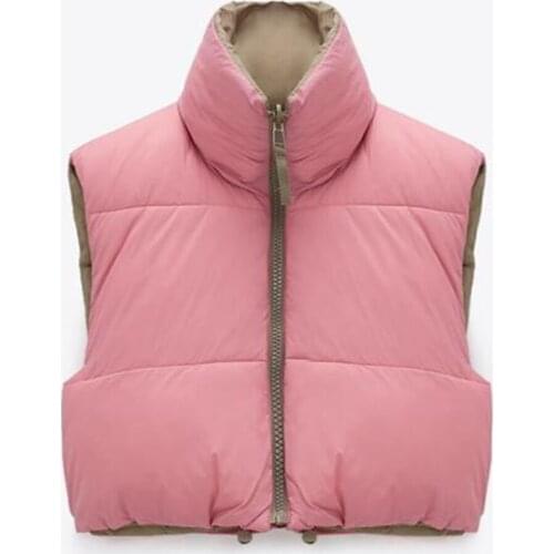 New Spring Stand Collar Cropped Vests Women Elegant Solid Zipper Sleeveless Coats Women Casual High Waisted Outerwear Ladies top