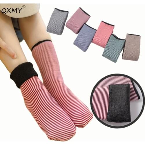 Winter baby girls socks velvet warm striped high elasticity sockes for girls boys kids floor socks children assicess free size