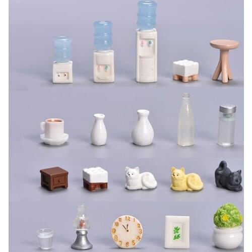 1:12 Dollhouse Kitchen Living Room Drinking Fountains Dollhouse Miniature Toy Sofa Bed Cat Desk Furniture Doll Pretend Play Toys