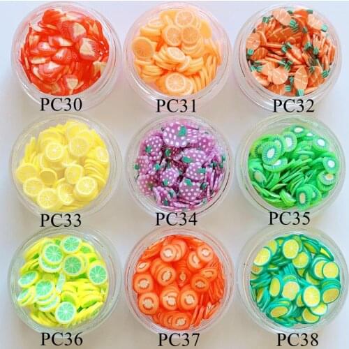 1Jar Fruit Slices 3D Polymer Clay Slices Fancy Nail Art Deco Polymer Clay Deco in Jar Strawberry Grape Lemon Tomato Shape