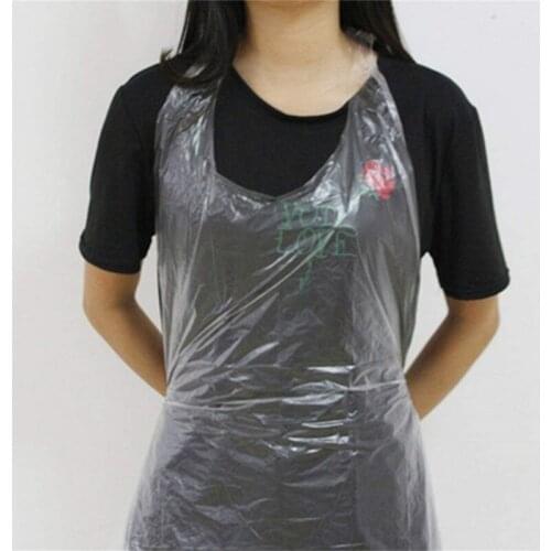Disposable White Thick Plastic Apron 100pcs Transparent Color Outdoor Indoor Cook Apron One Time Use Hang In Neck