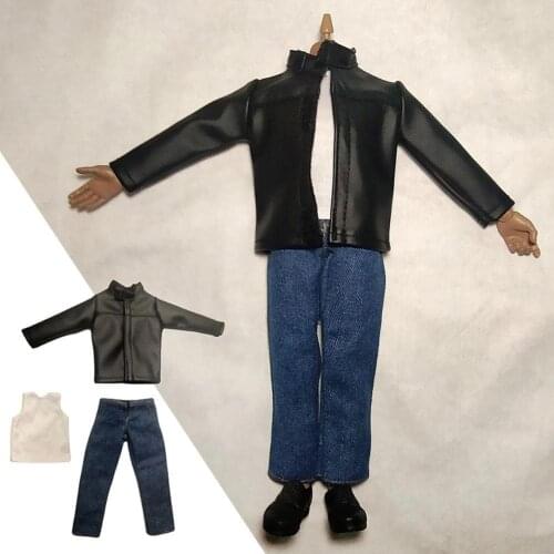 12-inch Movable Dolls 1/6 Scale High Heels Soldier Clothes Set Trendy Jacket Leather Vest Jeans Suit Model Action Figures Girl B