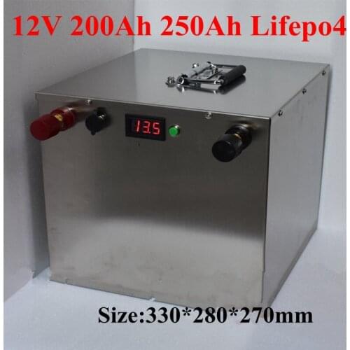 12V 200Ah LiFePO4 250Ah Battery Pack for Solar Storage UPS Golf Trolley Golf Cart Marine RV Golf Cart Boat Caravan Solar Panel