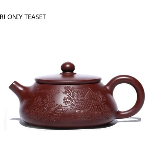 130ml Boutique Yixing Purple Clay Teapot Raw Ore Zhu Mud Stone Scoop Tea Pot Chinese Zisha Filter Beauty Kettle Tea Set Supplies