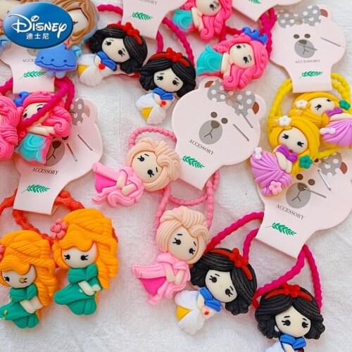 2pcs/6pcs Disneys New Candy-colored Cute Soft Pottery Mermaid Snow White Babys Colored hairband hairline headdress toy Girl