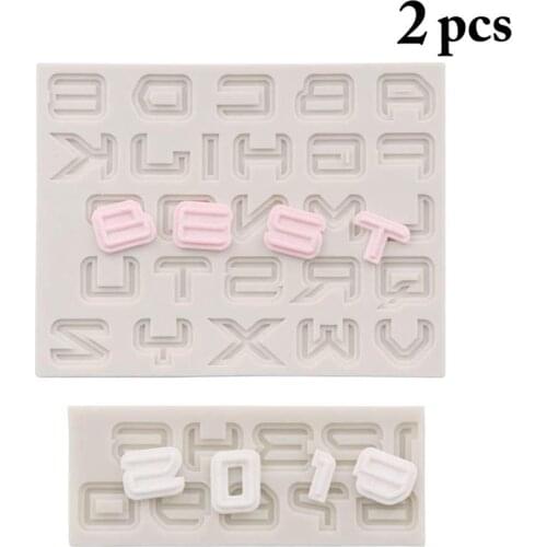2pcs Cake Molds Numbers Alphabet Silicone Mold 3D Fondant Chocolate Mold Cakes Decorating Tools DIY Gumpaste Kitchen Bakeware