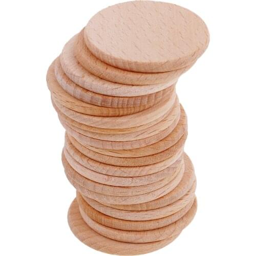 20pcs Natural Round Unfinished Wood Embellishments for Art DIY Crafts projects ornaments costume fabric Decoration 36mm
