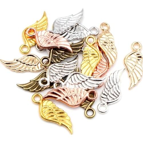 20pcs Charms Angel Wings 21x8mm Tibetan Silver Plated 5 Colors Pendants Antique Jewelry Making DIY Handmade Craft
