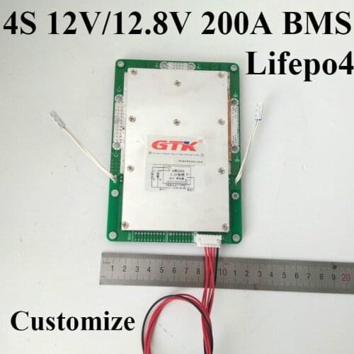 200A 12V/12.6V Lifepo4 BMS 4S 200A lifepo4 battery BMS PCM battery protection board bms pcm for lifepo4 battery pack 12.8V BMS