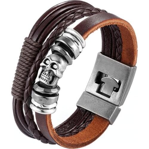 2019 Hot Fashion Simple Genuine Leather Bracelet Men Popular Vintage Knight Courage Bandage Wrap Anchor Bracelets Pulseira