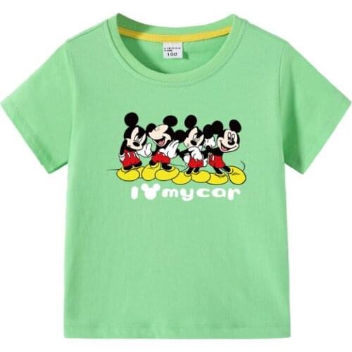 2021 Summer Baby Boys Short Sleeve T-Shirts Girls Clothing Tops Tees Cartoon Disney Mickey Mouse Print Kids Clothes 2-8 Years