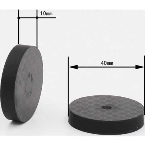 4pcs 40x10mm Black Carbon Fiber Speaker Isolation Spike Base Pad Shoe Feet Hifi